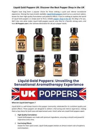 liquid gold poppers uk