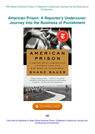 PDF Books American Prison A Reporter's Undercover Journey into the Business of Punishment
