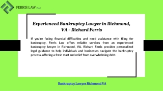 Experienced Bankruptcy Lawyer in Richmond, VA – Richard Ferris