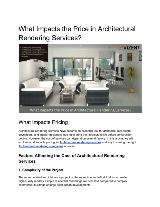 what impacts the price in architectural rendering