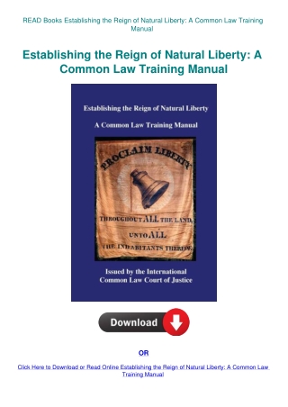 READ Books Establishing the Reign of Natural Liberty A Common Law Training Manual
