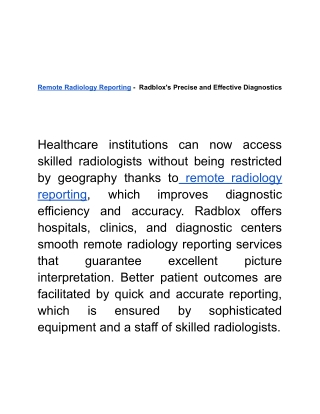 remote radiology reporting radblox s precise