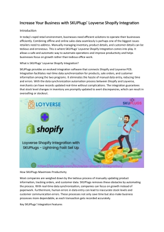 Increase Your Business with SKUPlugs' Loyverse Shopify Integration
