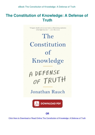 eBook The Constitution of Knowledge A Defense of Truth