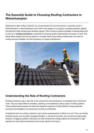 The Essential Guide to Choosing Roofing Contractors in Wolverhampton