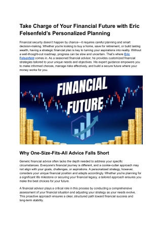 Achieve Your Financial Goals with a Customized Plan by Eric Felsenfeld