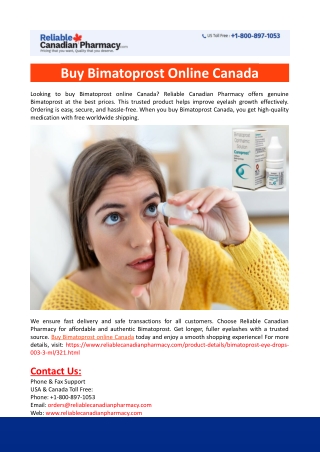 Buy Bimatoprost Online Canada