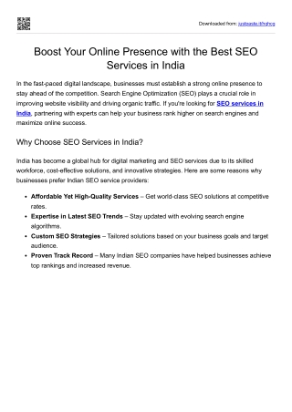 SEO services in India