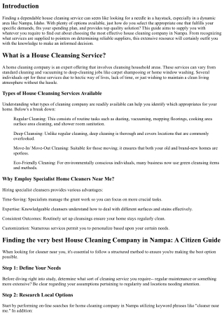 Finding the Best Residence Cleaning Company in Nampa: A Local Overview