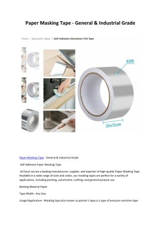 Paper Masking Tape - General & Industrial Grade