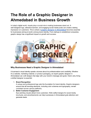 The Role of a Graphic Designer in Ahmedabad in Business Growth