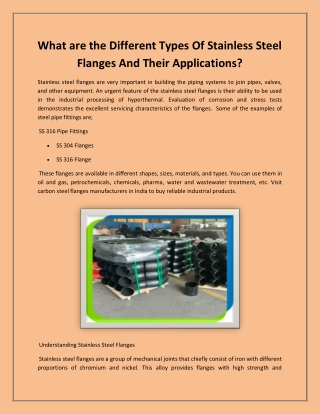 What are the Different Types Of Stainless Steel Flanges And Their Applications?