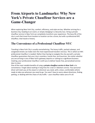 Private Chauffeur Service in New York