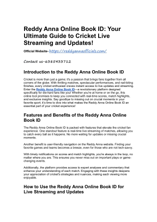 Cricket Fever! Discover Reddy Book ID for Real-Time Updates and Entertainment