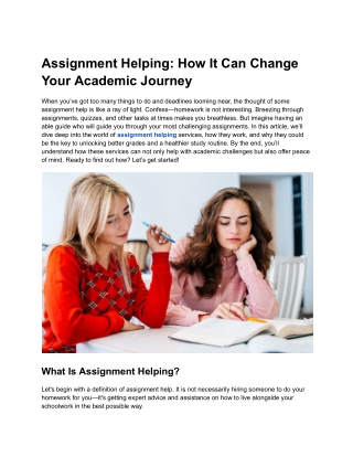 Assignment Helping: How It Can Change Your Academic Journey