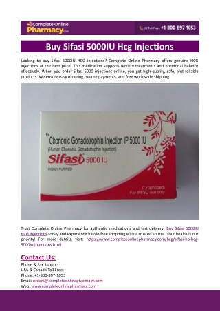 Buy Sifasi 5000IU Hcg Injections
