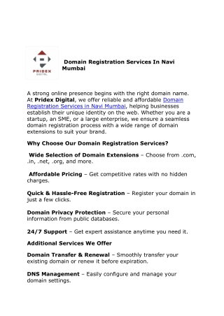 Domain Registration Services In Navi Mumbai