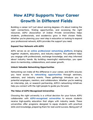 How AIPU Supports Your Career Growth in Different Fields