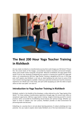 The Best 200 Hour Yoga Teacher Training in Rishikesh