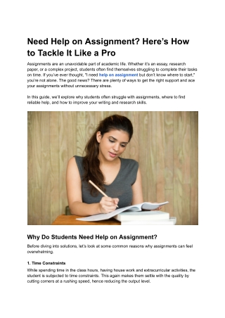 Need Help on Assignment? Here’s How to Tackle It Like a Pro