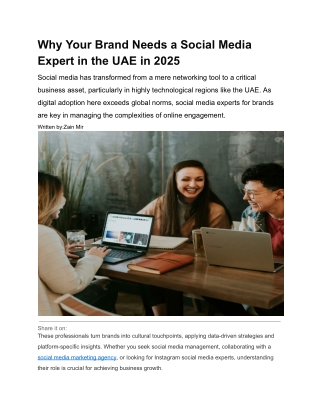 Why Your Brand Needs a Social Media Expert in the UAE in 2025
