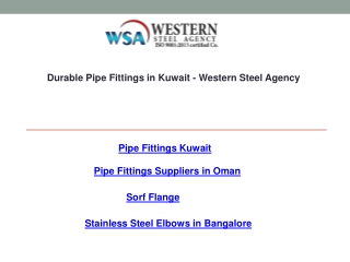 Durable Pipe Fittings in Kuwait - Western Steel Agency
