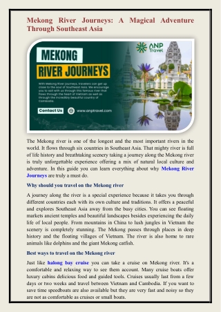 Mekong River Journeys