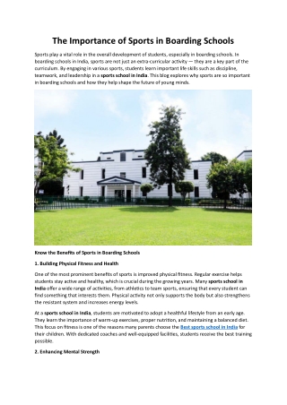 The Importance of Sports in Boarding Schools