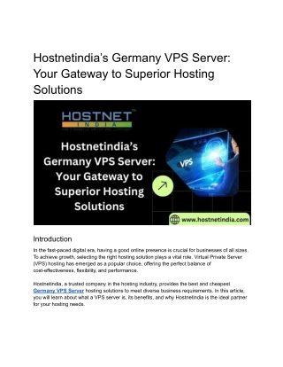 hostnetindia s germany vps server your gateway