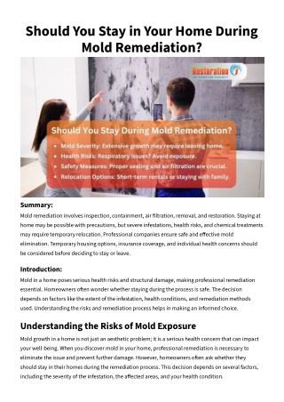 Should You Stay in Your Home During Mold Remediation_