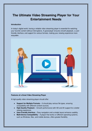 The Best Video Streaming Player for Your Entertainment Needs