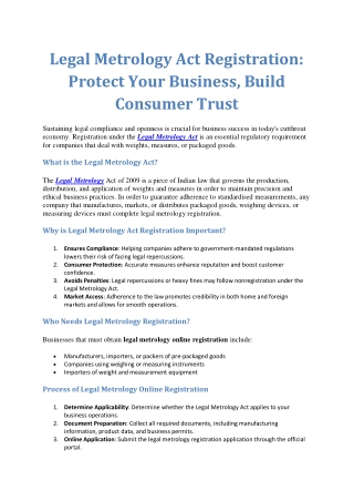 Legal Metrology Act Registration Protect Your Business, Build Consumer Trust