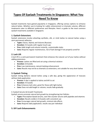Types of Eyelash Treatments in Singapore What You Need to Know