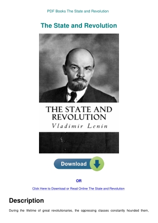 PDF Books The State and Revolution