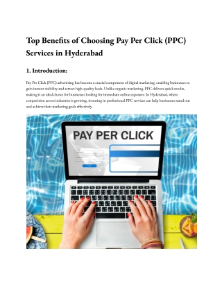 Top Benefits of Choosing Pay Per Click (PPC) Services in Hyderabad