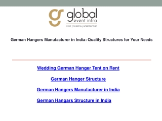 German Hangers Manufacturer in India Quality Structures for Your Needs