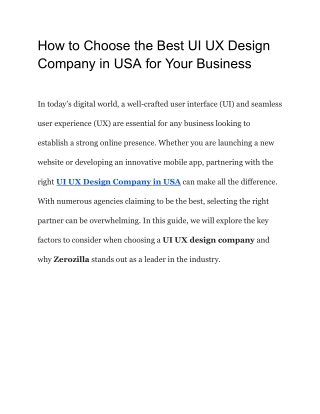 How to Choose the Best UI UX Design Company in USA for Your Business