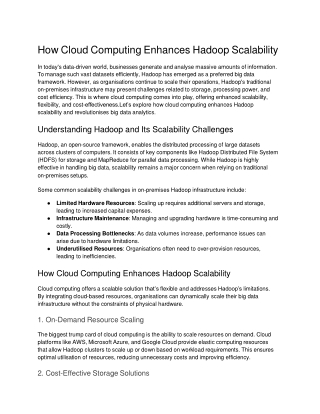 How Cloud Computing Enhances Hadoop Scalability