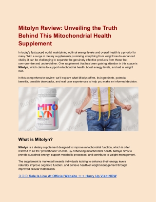 Mitolyn Review 2025: Does it Really Work Legit or Scam