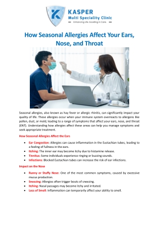 How Seasonal Allergies Affect Your Ears, Nose, and Throat