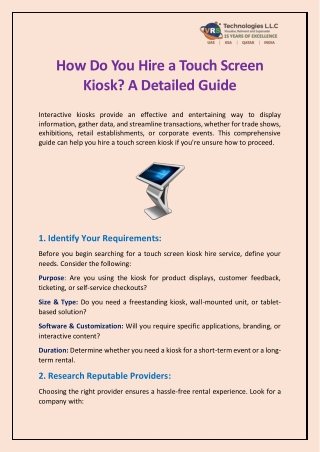 how do you hire a touch screen kiosk a detailed