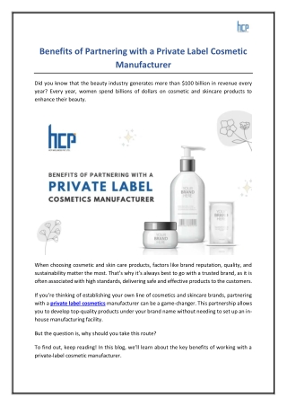 Why Work with a Private Label Cosmetic Manufacturer?