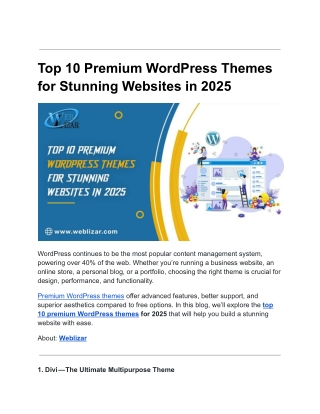 top 10 premium wordpress themes for stunning