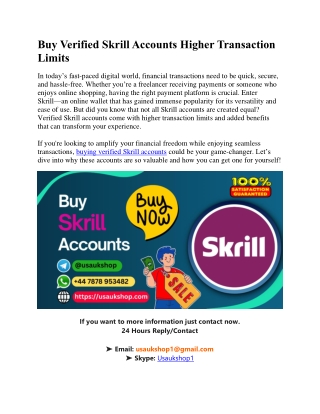 Buy Verified Skrill Accounts Higher Transaction Limits