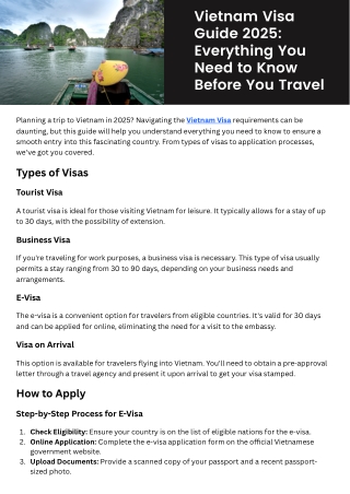 Vietnam Visa Guide 2025 Everything You Need to Know Before You Travel