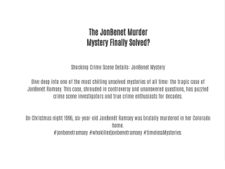 the jonbenet murder mystery finally solved
