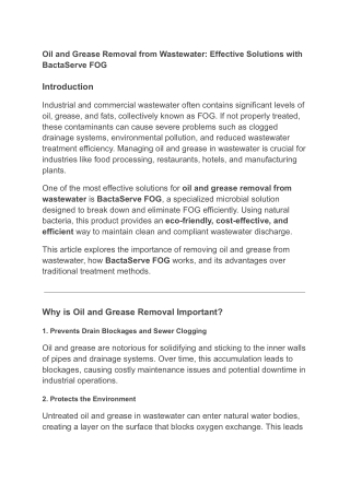 oil and grease removal from wastewater effective