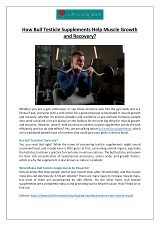 Boost Muscle Growth with Bull Testicle Supplements - Life Giving Store