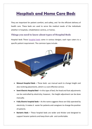 Hospitals and Home Care Beds