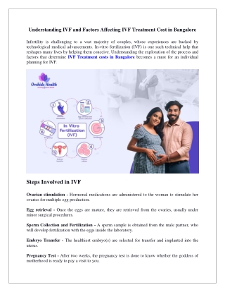 Understanding IVF and Factors Affecting IVF Treatment Cost in Bangalore